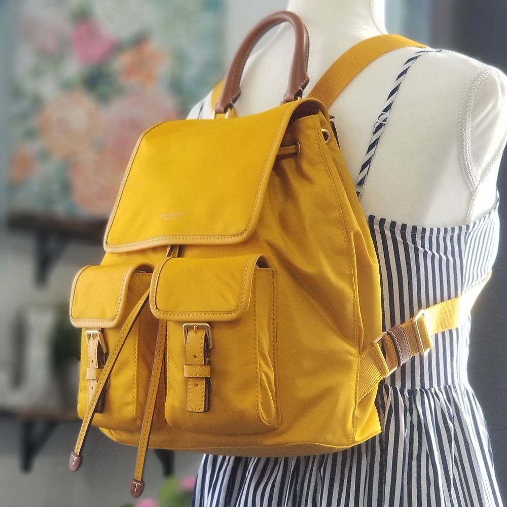 ‼SOLD‼ Tory Burch Perry Flap Yellow Backpack - Picture 6 of 7